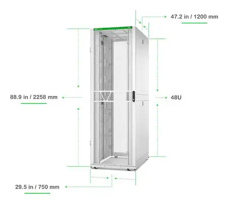 Onduleur APC Netshelter SX, 2e génération, 48U, 2 258 H x 750 L x 1 200 P, avec panneaux latéraux, b - Rack et Armoire - visuel 7