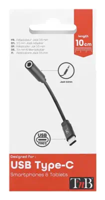 T'nB ADATCJACK2 câble audio 0,1 m 3,5mm USB Type-C Noir - T'NB - Connectique - visuel 3