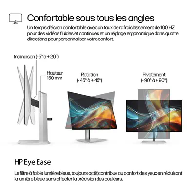 Écran FHD 23,8 pouces HP Série 7 Pro HP - visuel 1 - hello RSE - Couverture sRGB de 99 % et gamut de couleur P3 de 85 %