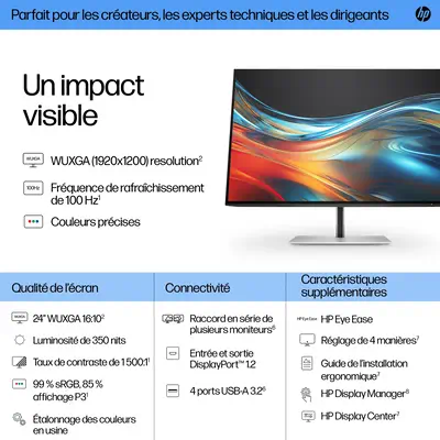 Écran WUXGA 24 pouces HP Série 7 Pro - 724pn - Ecran Ordinateur - visuel 9