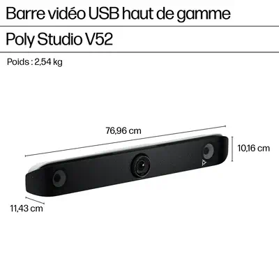 Barre de visioconférence USB Poly Studio V52 sans cordon d’alimentation TAA - Visioconférence - visuel 8