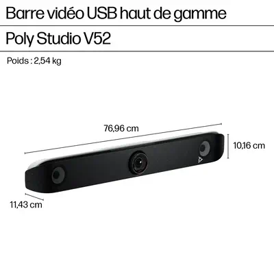 Barre de visioconférence USB Poly Studio V52 sans cordon d’alimentation TAA - HP - Visioconférence - visuel 8
