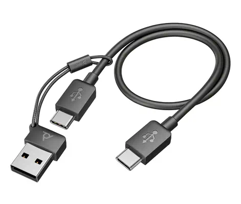 Micro-casque Poly Voyager Focus 2 USB-C-C + adaptateur Poly - visuel 1 - hello RSE - Capteurs intelligents