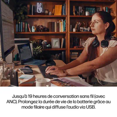 Micro-casque Poly Voyager Focus 2 USB-C-C certifié Microsoft Teams + adaptateur USB-C/A +base de cha - HP - Casque Micro - visuel 5