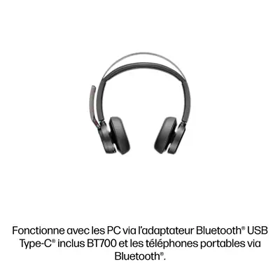 Micro-casque Poly Voyager Focus 2 USB-C-C certifié Microsoft Teams + adaptateur USB-C/A +base de cha - HP - Casque Micro - visuel 3