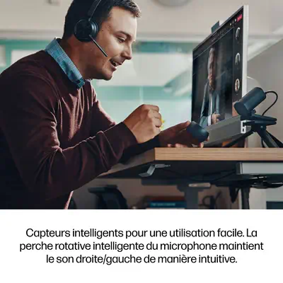Micro-casque Poly Voyager Focus 2 USB-C-C certifié Microsoft Teams + adaptateur USB-C/A +base de cha - HP - Casque Micro - visuel 4