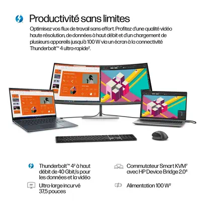 Écran WQHD+ Thunderbolt 4 HP Series 7 Pro 37,5 pouces - 738pu - Ecran Ordinateur - visuel 10