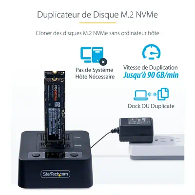 Duplicateur de Disque M.2 NVMe 1:1, Clonage/Copie Autonome de SSD M.2 Jusqu'à 90Go/min, Station d'Ac - StarTech - Disque dur Externe - visuel 10