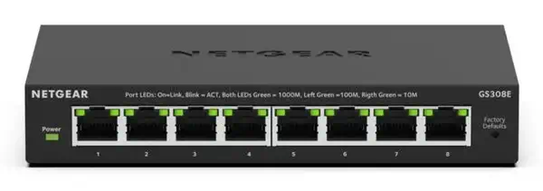 NETGEAR GS308E Géré L2/L3 Gigabit Ethernet (10/100/1000) Noir Netgear - visuel 1 - hello RSE - Des performances robustes