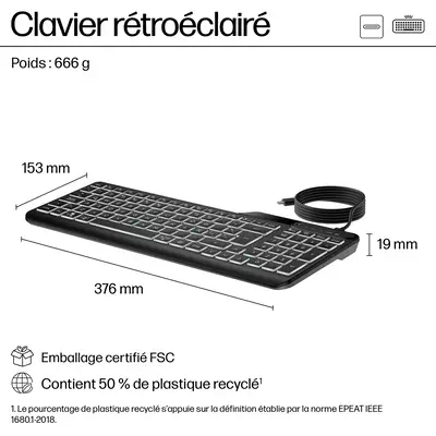 HP STORE 3PL clavier Bureau USB Noir - Clavier - visuel 6