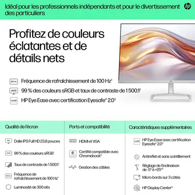 HP Series 5 Écran Full HD 23,8 pouces HP - visuel 1 - hello RSE - Cadre à micro-bords sur 3 côtés