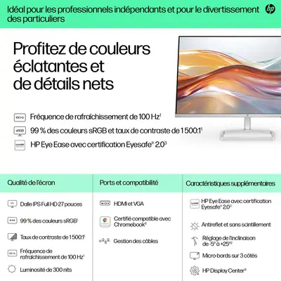 HP Series 5 Écran Full HD 27 pouces HP - visuel 1 - hello RSE - HP Eye Ease avec certification Eyesafe®