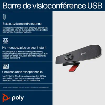 Vente POLY Barre de visioconférence USB Poly Studio R30 POLY au meilleur prix - visuel 6