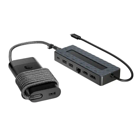 Ensemble combiné concentrateur USB-C et chargeur pour PC portable HP Universal - Station d'accueil pour portable - visuel 4