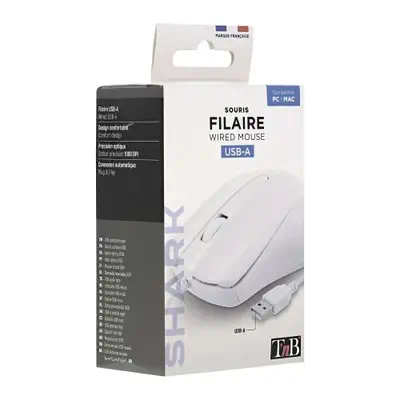 T'nB MSHARKWH souris Universel Ambidextre USB Type-A Optique 1000 DPI - T'NB - Souris - visuel 2