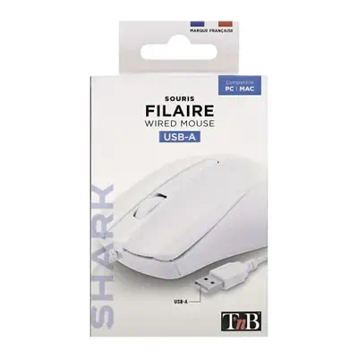 T'nB MSHARKWH souris Universel Ambidextre USB Type-A Optique 1000 DPI - T'NB - Souris - visuel 3
