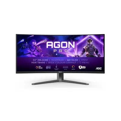 AOC AGON PRO AG346UCD écran plat de PC 86,4 cm (34") 3440 x 1440 pixels Wide Quad HD QD-OLED Noir, G - Ecran Ordinateur - visuel 2