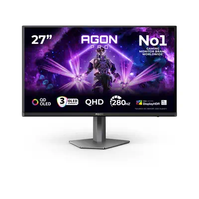 AOC AGON PRO AG276QZD2 écran plat de PC 67,3 cm (26.5") 2560 x 1440 pixels Quad HD QD-OLED Noir, Gri - Ecran Ordinateur - visuel 1