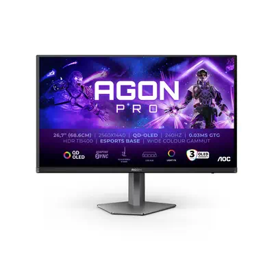 AOC AGON PRO AG276QZD2 écran plat de PC 67,8 cm (26.7") 2560 x 1440 pixels Quad HD QD-OLED Gris - Ecran Ordinateur - visuel 2