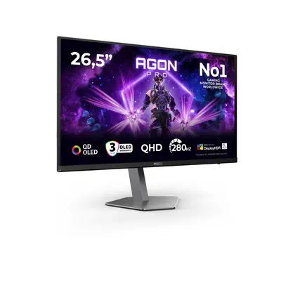 AOC AGON PRO AG276QZD2 écran plat de PC 67,3 cm (26.5") 2560 x 1440 pixels Quad HD QD-OLED Noir, Gri - Ecran Ordinateur - visuel 2