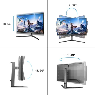 Philips Evnia 32M2N6800M/00 écran plat de PC 80 cm (31.5") 3840 x 2160 pixels 4K Ultra HD LCD Gris - Ecran Ordinateur - visuel 4