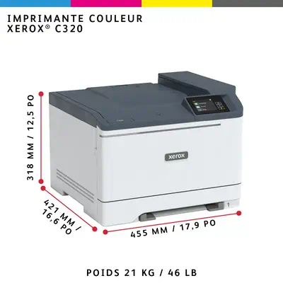 Xerox C320 Imprimante recto verso sans fil A4 33 ppm, PS3 PCL5e/6, 2 magasins Total 251 feuilles - Imprimante Laser - visuel 6