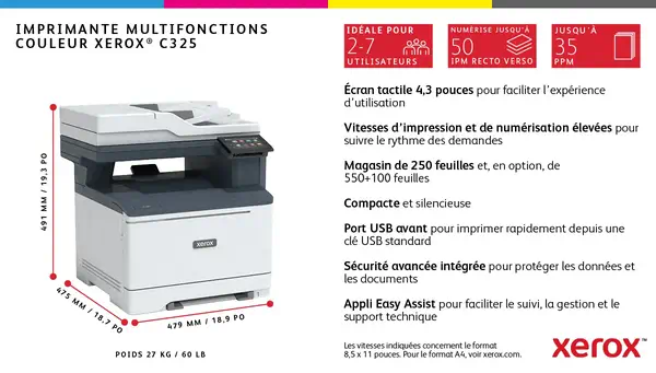 Vente Xerox C325 copie/impression/numérisation/télécopie recto Xerox au meilleur prix - visuel 6