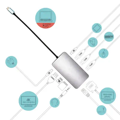 USB-C Metal Nano Dock HDMI/VGA with LAN + Charger 100W - I-Tec - Station d'accueil pour portable - visuel 4