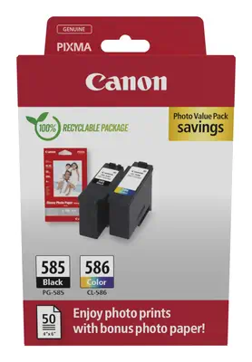 Canon PG-585/CL-586 PVP cartouche d'encre 2 pièce(s) Original Noir, Cyan, Magenta, Jaune - Cartouches d'encre - visuel 1