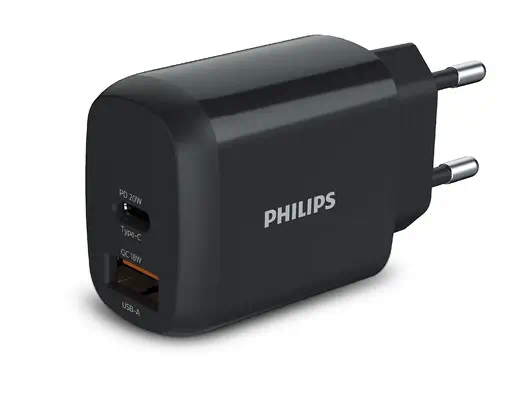 PHILIPS Chargeur secteur 18W 1 port USB Type C et 1 USB - Philips - Câbles d'alimentation - visuel 1