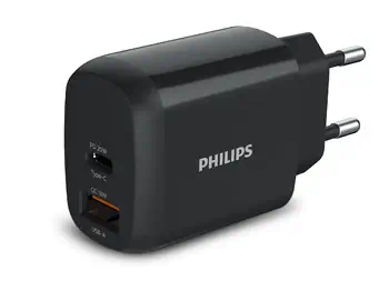 Livraison gratuite PHILIPS Chargeur secteur 18W 1 port USB Type C et 1 USB