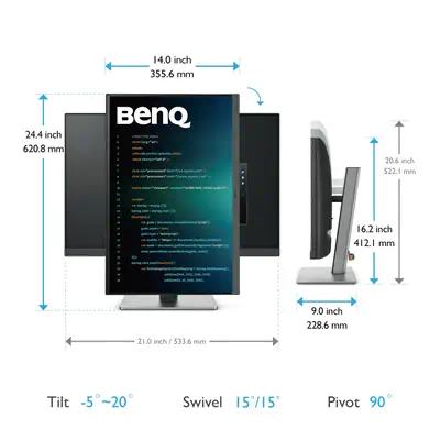 BenQ RD240Q écran plat de PC 61,2 cm (24.1") 2560 x 1600 pixels WQXGA LCD Noir - Ecran Ordinateur - visuel 5