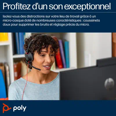 Micro-casque Poly Blackwire 5220 stéréo USB-C + connexion Poly - visuel 1 - hello RSE - La technologie SoundGuard offre une protection audio avancée