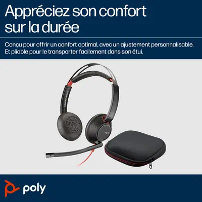 Micro-casque Poly Blackwire 5220 stéréo USB-C + connexion Poly - visuel 1 - hello RSE - Style de port