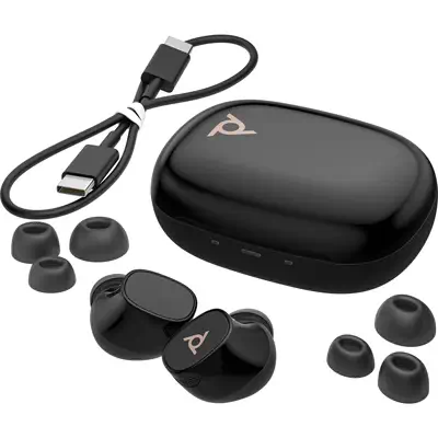Écouteurs noirs Poly Voyager Free 20 + étui de charge de base - Casque Micro - visuel 4