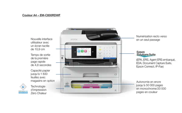 Epson WorkForce Pro EM-C800RDWF Jet d'encre A4 4800 x 1200 DPI 35 ppm Wifi - Multifonctions Jet d'encre - visuel 1