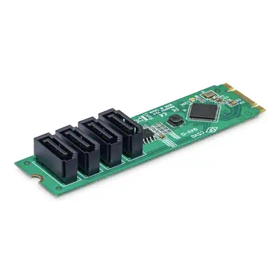 Carte Adaptateur M.2 vers SATA à 4 Ports, Carte Extension M.2 PCIe 3.0 vers HDD/SSD SATA, Chipset AS - StarTech - Adaptateur stockage - visuel 2