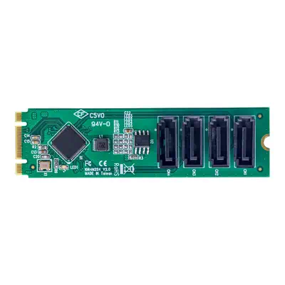 Carte Adaptateur M.2 vers SATA à 4 Ports, Carte Extension M.2 PCIe 3.0 vers HDD/SSD SATA, Chipset AS - StarTech - Adaptateur stockage - visuel 3