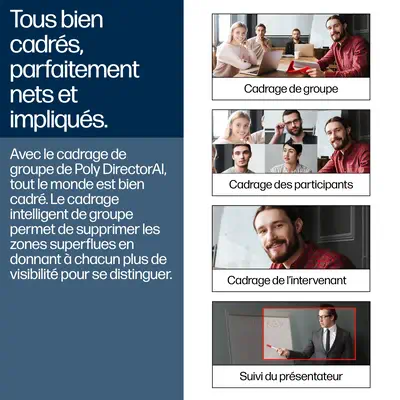 Caméra intelligente TAA Poly Studio E60 4K MPTZ avec zoom optique 12x - HP - Visioconférence - visuel 3