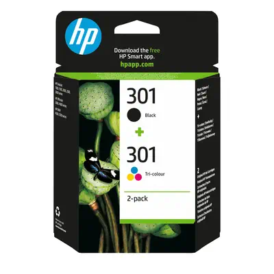 301 pack de 2 cartouches d'encre noir/trois couleurs authentiques - HP - Toner - visuel 1