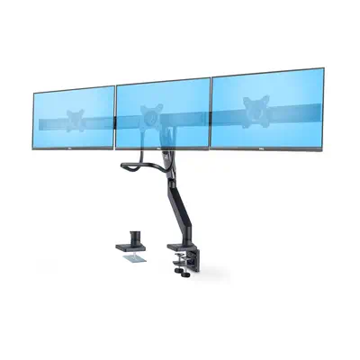 Support de Bureau pour 3 Écrans 27", VESA 75x75/100x100, Bras Articulé Réglable sans Outils, Pince e - StarTech - Support Fixe & Mobile - visuel 1