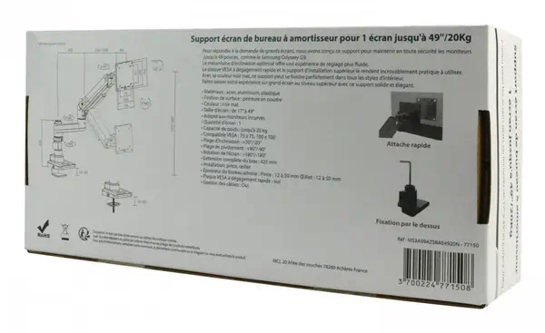 MCL MS3A99AZSBAE4920N support d'écran plat pour bureau 124,5 cm (49") Noir - Autre Accessoire pour portable - visuel 8