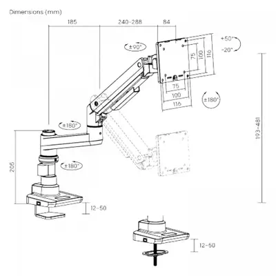 MCL MS3A99AZSBAE4920N support d'écran plat pour bureau 124,5 cm (49") Noir - Autre Accessoire pour portable - visuel 5