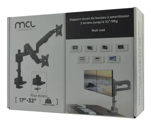 MCL MS3A99ASBA2E3209N support d'écran plat pour bureau 81,3 cm (32") Noir - Autre Accessoire pour portable - visuel 8