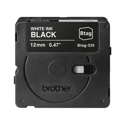 BTAG-335 - Ruban adhésif Brother blanc sur noir, 12 mm de large, non laminé - visuel 1
