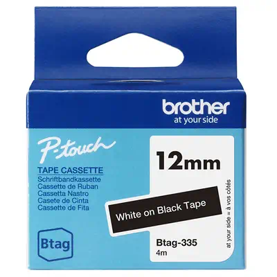 BTAG-335 - Ruban adhésif Brother blanc sur noir, 12 mm de large, non laminé - visuel 2