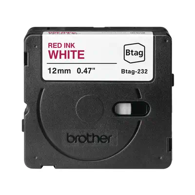 BTAG-232 - Ruban adhésif Brother rouge sur blanc, 12 mm de large, non laminée - visuel 1