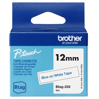 BTAG-233 - Ruban adhésif Brother bleu sur blanc, 12 mm de large, non laminé - visuel 2