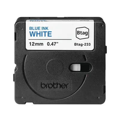 BTAG-233 - Ruban adhésif Brother bleu sur blanc, 12 mm de large, non laminé - visuel 1