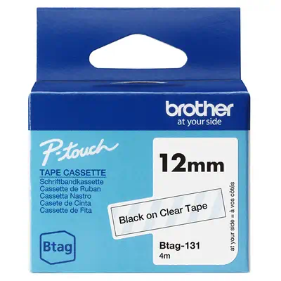 Brother BTAG-131 ruban d'étiquette Noir sur transparent - Ruban - visuel 2